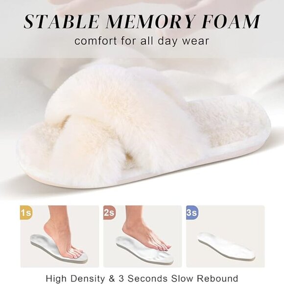 Fuzzy Cross Band Slippers by Parlovable ๐ - Picture 8 of 11